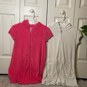 Girls pink and white beach cover-up set.